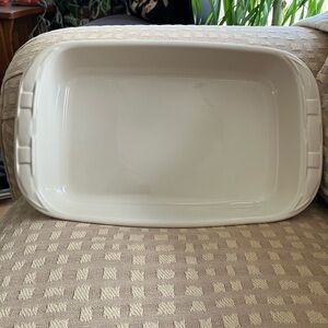 Vintage Longaberger Pottery Off-white Ceramic Rectangular Casserole Baking Dish